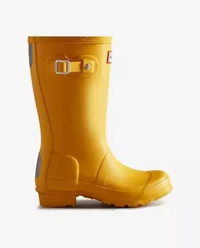Детские резиновые сапоги Original со светоотражающими вставками и логотипом Hunter, желтый