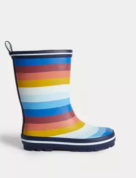 Детские резиновые сапоги в полоску Freshfeet (4 маленьких — 7 больших) Marks & Spencer, синий микс