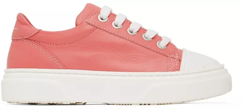 Детские розовые кроссовки на шнуровке MM6 Maison Margiela