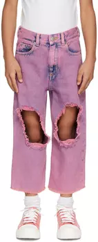 Детские розовые рваные джинсы MM6 Maison Margiela