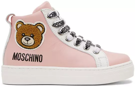 Детские розовые высокие кеды Teddy Moschino