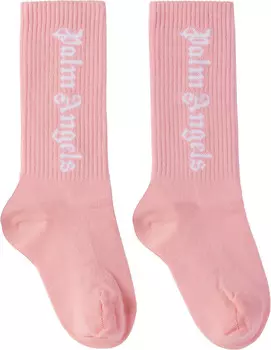 Детские розовые высокие носки PA Palm Angels, розовый/белый