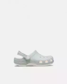 Детские сабо Crocs Classic с переливающимися блестками, белый