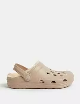 Детские сабо с подкладкой из искусственного меха Marks & Spencer, цвет Oatmeal