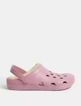 Детские сабо с подкладкой из искусственного меха Marks & Spencer, цвет Soft pink