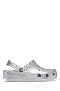 Детские сандалии Classic с металлизированным эффектом Crocs, серебряный