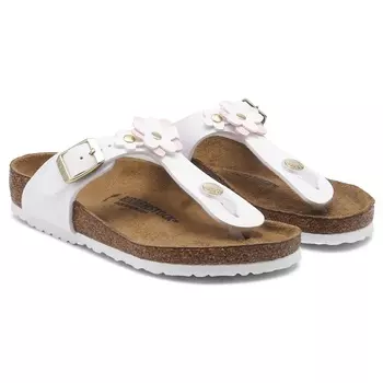 Детские сандалии на анатомической стельке Birkenstock Gizeh для малышей, white flower multi