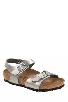 Детские сандалии rio в цвете бирко с металлизированной отделкой Birkenstock, серебряный