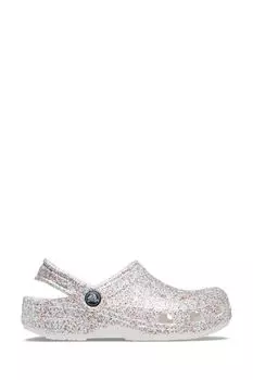Детские сандалии Silver Toddler Classic с блестками и эффектом распыления Crocs, серебряный