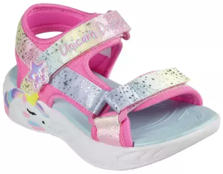Детские сандалии Skechers "UNICORN DREAMS SANDAL MAJESTIC BLISS", летняя обувь, обувь на липучке, мигающая обувь, мигающая аппликация в виде единорога Skechers Kids, цвет Pink-Mintfarben