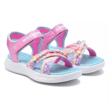 Детские сандалии в стиле тай-дай BFFs для маленьких/больших детей Skechers, pink multi tie dye