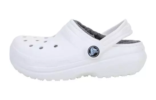 Детские шлепанцы "Классические подкладки" Crocs, цвет White Gray