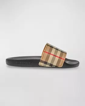 Детские шлепанцы Mini Furley в клетку, для малышей/детей Burberry