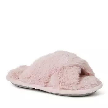 Детские шлепанцы с перевязью Dearfoams Jess Furry, цвет Pale Mauve