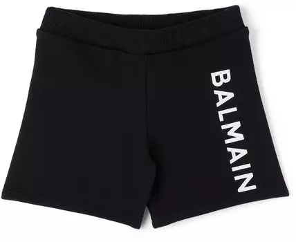 Детские шорты-бермуды с черным боковым логотипом Balmain
