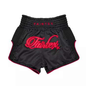Детские шорты для тайского бокса Fairtex Bsk2104 Midnight Red, размер 4-6 лет, черный