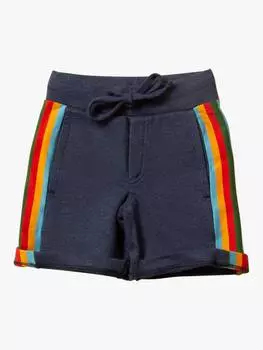 Детские шорты из чистого органического хлопка в радужную полоску Little Green Radicals, темно-синий/разноцветный