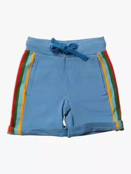 Детские шорты из чистого органического хлопка в радужную полоску Little Green Radicals, синий/разноцветный