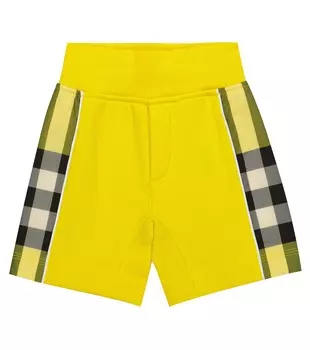 Детские шорты из хлопка в клетку Burberry Kids, желтый