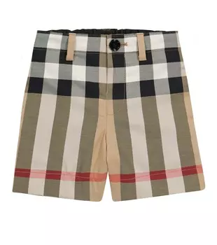 Детские шорты из хлопка в клетку Burberry Kids, коричневый