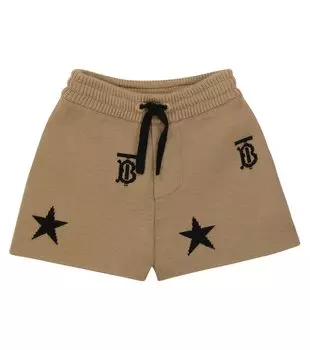 Детские шорты из смесовой шерсти интарсии Burberry Kids, бежевый