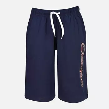 Детские шорты из трикотажа с большим графическим логотипом Champion, синий