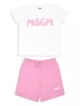 Детские шорты с логотипом MSGM MSGM Kids, розовый
