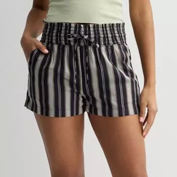 Детские шорты с высокой посадкой и присборенной талией So, цвет grey brown stripe