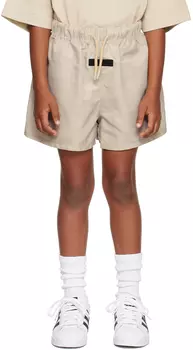 Детские шорты темно-серого цвета с нашивками Fear of God ESSENTIALS