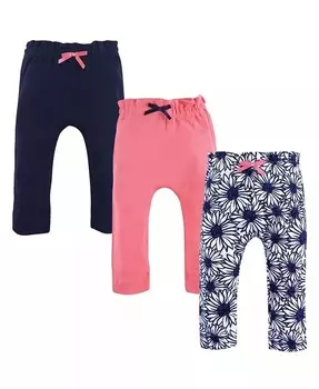 Детские штаны из органического хлопка для девочек, 3 шт., цветочные Touched by Nature, белый