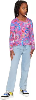 Детские синие и желтые кроссовки с цветными блоками Moschino