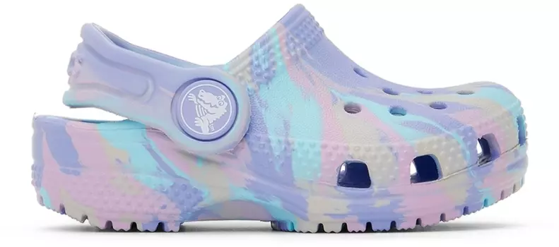 Детские синие классические сабо с мраморной отделкой Crocs