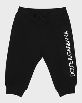 Детские спортивные брюки-джоггеры с логотипом, размер 12–30 м Dolce&Gabbana, цвет Black