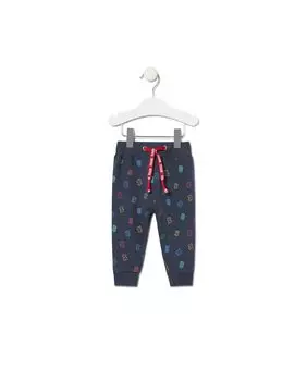 Детские спортивные штанишки из хлопка с разноцветными мишками Tous, темно-синий