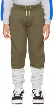 Детские спортивные штаны цвета хаки со вставками Kenzo