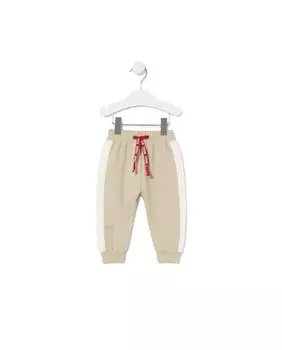 Детские спортивные штаны из хлопка с полосками по бокам Tous, бежевый
