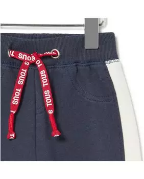 Детские спортивные штаны из хлопка с полосками по бокам Tous, темно-синий