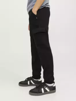 Детские спортивные штаны Jack & Jones "JPSTGORDON JJBRADLEY CARGO PAN NOOS JNR", в стиле карго Jack & Jones Junior, черный