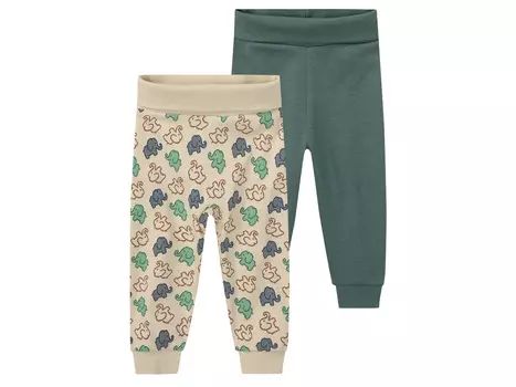 Детские спортивные штаны lupilu, 2 шт., с высоким содержанием органического хлопка, бежевый/зеленый