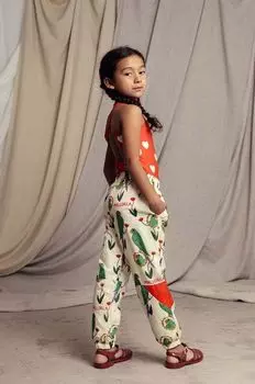 Детские спортивные штаны с попугаями Mini Rodini, бежевый