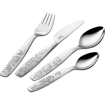 Детские столовые приборы Zwilling Джунгли 4 шт. - нержавеющая сталь 18/10, полированная; 07135-610-0, серебро