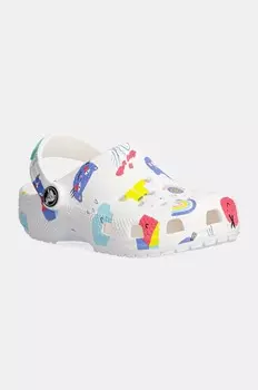 Детские тапочки Crocs CLASSIC DOODLE PRINT CLOG, белый