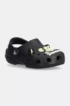 Детские тапочки Crocs CLASSIC GLOW BLACK CAT CLOG, черный
