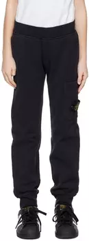 Детские темно-синие брюки для отдыха, окрашенные в готовом виде Stone Island Junior