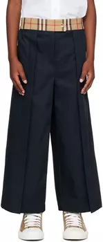 Детские темно-синие брюки в клетку Burberry