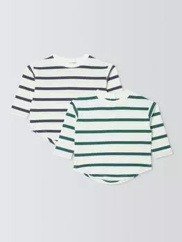 Детские топы с длинными рукавами в полоску John Lewis, разноцветный