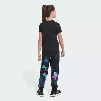 Детские трикотажные брюки-джоггеры с 3-полосным принтом adidas Allover, черный