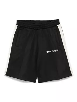 Детские трикотажные шорты Palm Angels Kids в полоску, черный