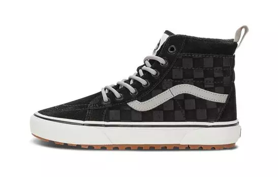 Детские туфли для скейтбординга Vans SK8 HI BP, цвет black and gray checkerboard
