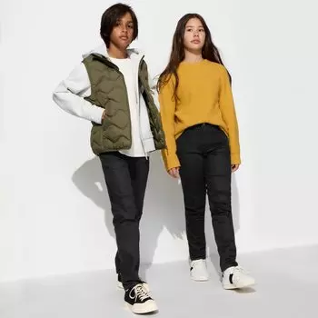 Детские ультраэластичные джинсы узкого кроя UNIQLO, черный